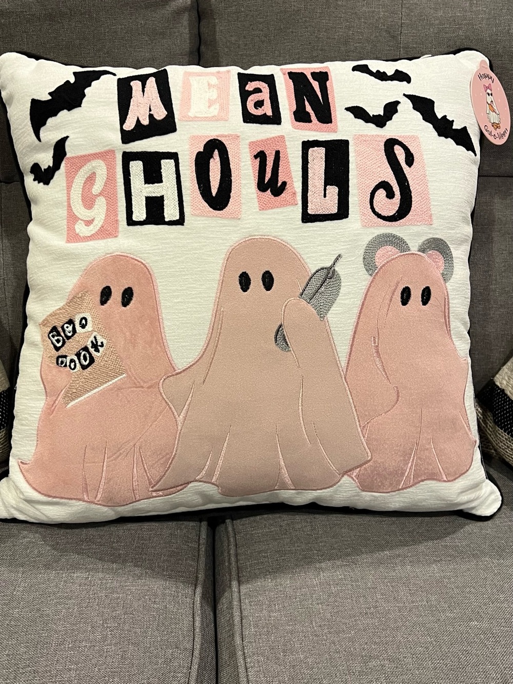 Mean Ghouls Pink Halloween Decorative Pillow